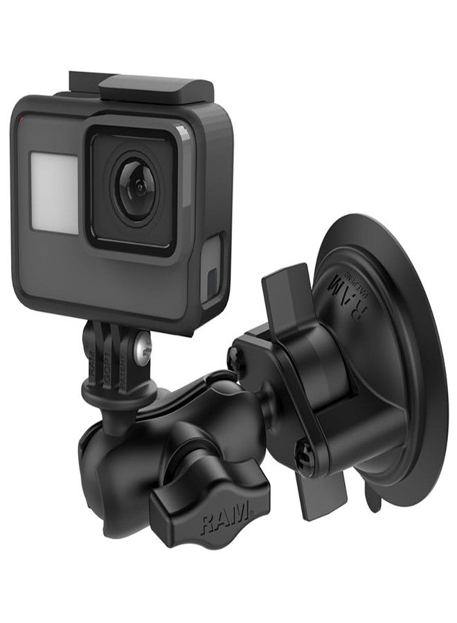 RAM Mounts Twist-Lock Suction Cup Mount with Universal Action Camera Adapter RAM-B-166-A-GOP1U - Image 1